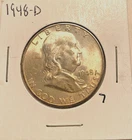 Brilliant UNC 1948 D Franklin Half Dollar, Lightly Toned, Nice!