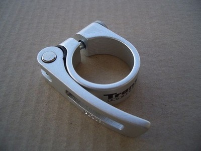 Trans X Sattelstützklemme Sattelklemmring Schnellspanner, 34,9 mm, silber