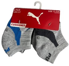 PUMA Socks infant Pack Low Cut Gray Grey Grippy Mult Color Boys Sz 12-24 Mos