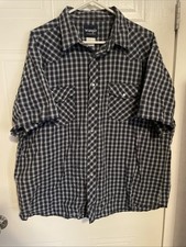 Wrangler Shirt Mens Size XXL Western Pearl Snap Black Plaid Short Sleeve Cowboy