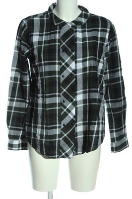LAURA SCOTT Langarmhemd Damen Hemd Gr. DE 38 weiß-schwarz-khaki Casual-Look