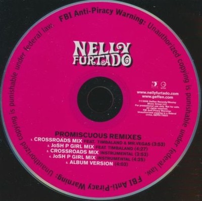 Nelly Furtado: Promiscuous Remixes 5-Track PROMO MUSIC AUDIO CD Hip Hop RnB 2006