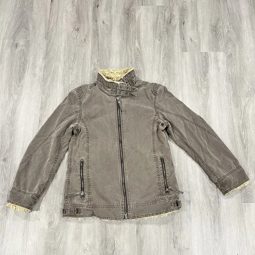 Nicole Club For Men Fur Canvas Zip Up Jacket Size S - product listing photo