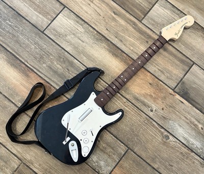 Rock Band 4 Black Wireless Guitar Fender Stratocaster Xbox One 91161 w/ Strap