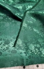 HUNTER GREEN SATIN ROSE JACQUARD FABRIC  58W ...