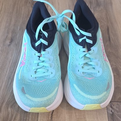 HOKA ONE ONE Bondi 9 Women s Running Shoes Lace-Up Mesh Low Top Blue Pink