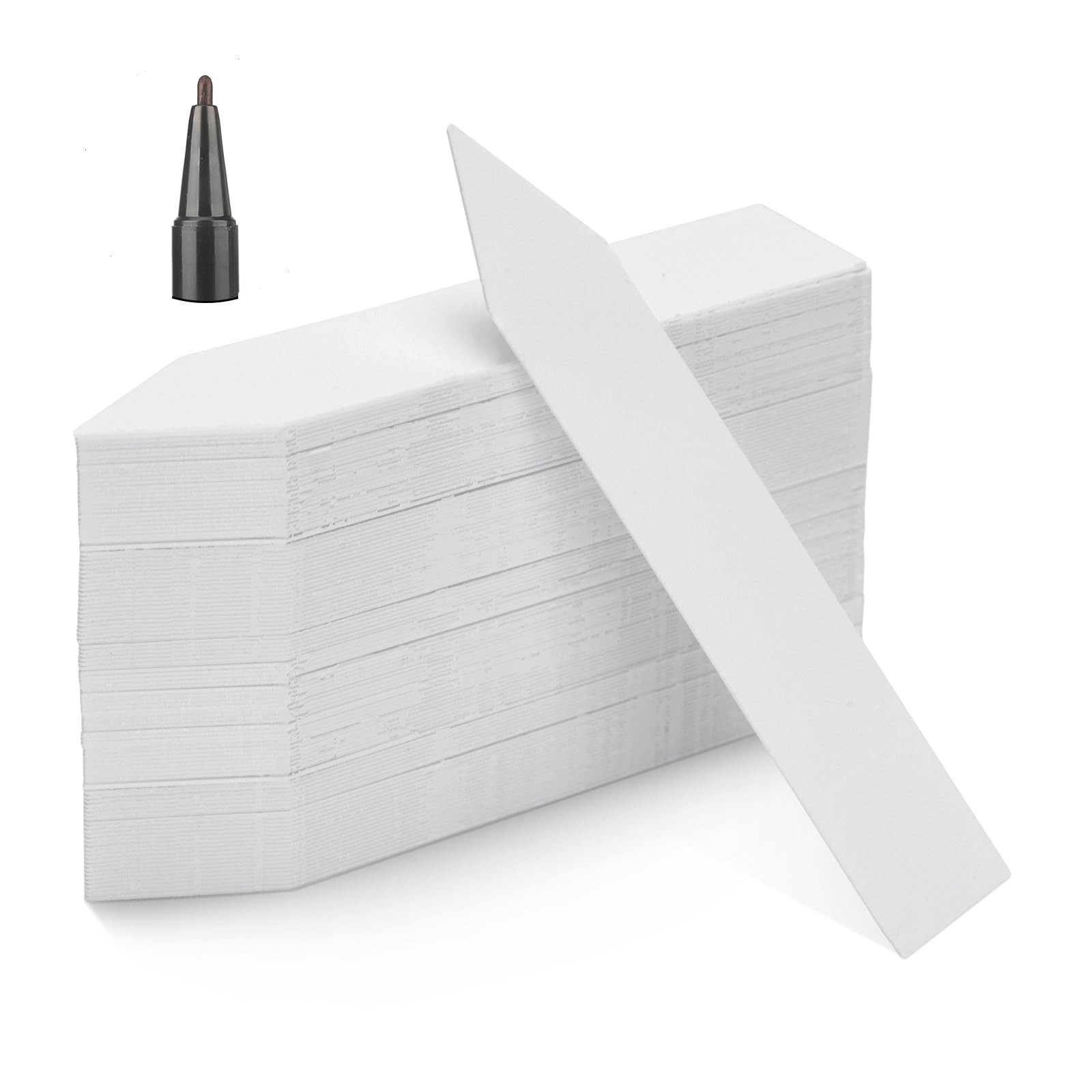 KINGLAKE 100Pcs White Plastic Plant Labels & Markers 10x2cm Waterproof Reusable