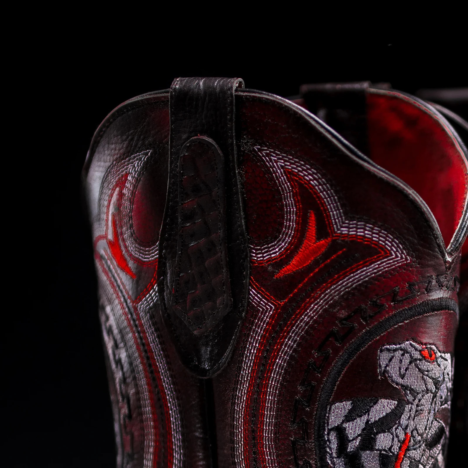 Genuine Leather Exotic Python Print Square Toe Co… - image 14