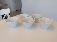 Set of 5 Crate & Barrel Porcelain Kai Ramen Noodle Soup Rice Sushi Bowls White