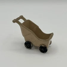 Antique Kilgore Cast Iron Yellow Stroller Pram Baby Buggy Miniature