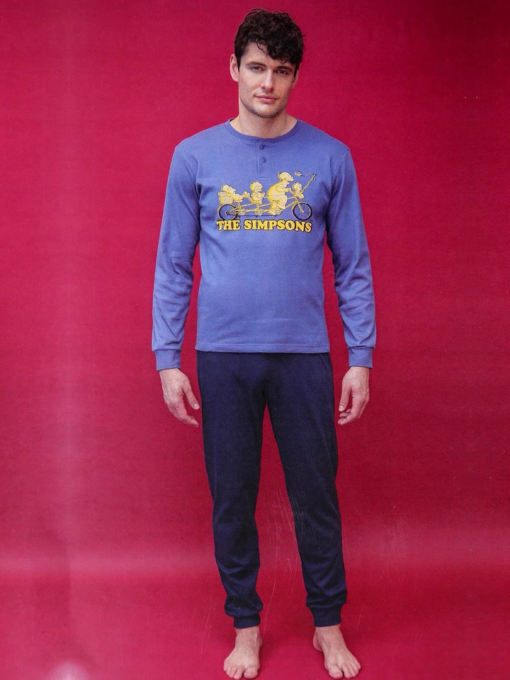 The Simpsons Pigiama lungo da uomo in cotone interlock con stampe - avion - Imagen 3 de 3