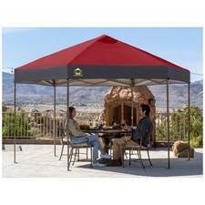 CROWN SHADES 14x14 Pop Up Gazebo, Canopy Tent for Outdoor Events, Red/Grey Used 