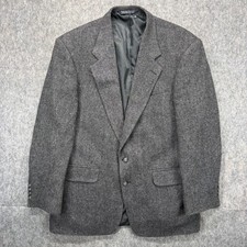Vintage Lands End Herringbone Tweed Blazer Mens 42R Wool Preppy Equestrian