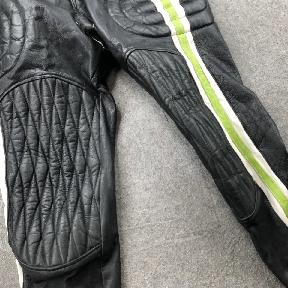 Pantalones de cuero Kawasaki vintage para carreras de motocicletas para hombre 36 negros acolchados acolchados Foto 3 de 4