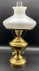 Vintage Hurricane Brass Lamp with Milk Glass Shade w/Chimney Table Lamp
