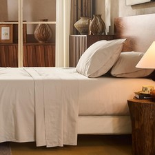 Overket 100 Linen Sheet Set King Size Extra Deep Pocket Fits 18-24 Inch Matt...