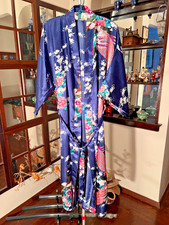 Mei Ye Si Da Japanese Floral Long Kimono One Size Womens Belted Robe Lightweight