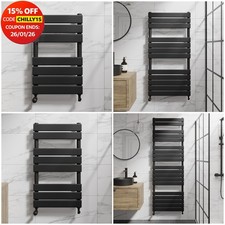 Heated Towel Rail Racks Radiator Bathroom Designer Flat Panel Rad Matt Black