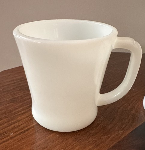 2 Vintage Fire King Oven Ware coffee mug cup CREAM milk glass D handle - Picture 5 of 11