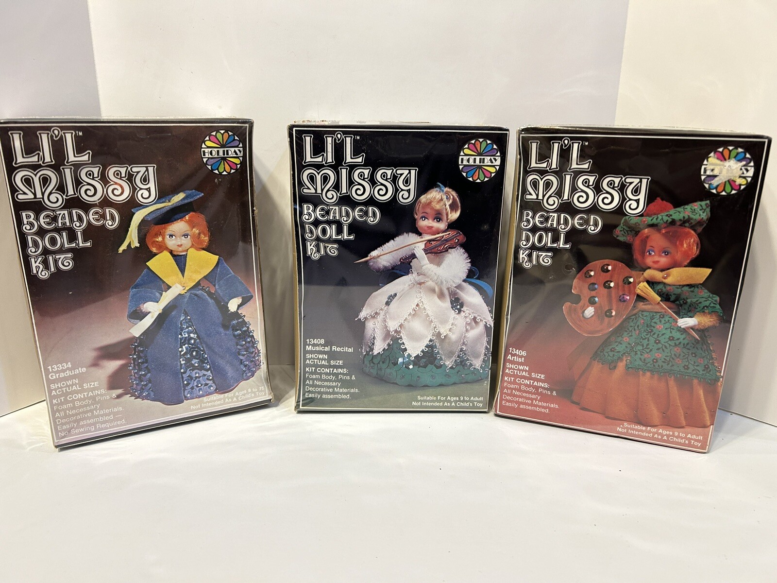 Lil Missy Beaded Doll Kits *LOT OF 3!* Art Music Graduate Holiday VTG