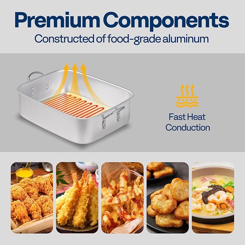 18Qt Aluminum Deep Fry Pan & Basket Rectangular Fish Fryer Pot for Chicken Chips - Picture 6 of 7