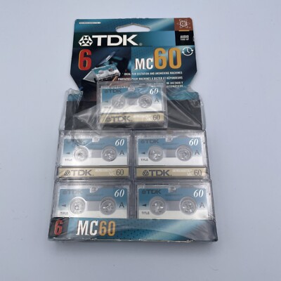 TDK 5 New Sealed NOS 60 Minute MC-60 Dictation Answering Open Package New Tapes