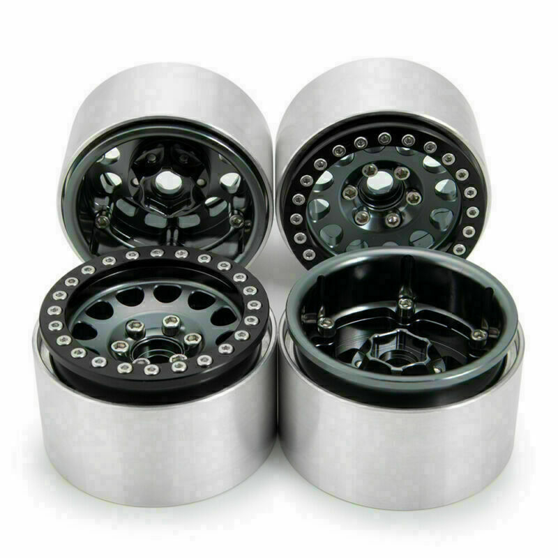 Jantes Beadlock 1.9 Pour RC 1/10 - Alu Noir/rouge | Compatible Axial SCX10, TRX4, D90, CC01