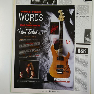 vintage 8x11'' magazine cutting WASHBURN N4 . BETTENCOURT