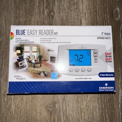 New Emerson White Rodgers 1F95EZ-0671 Blue Easy Reader Programmable Thermostat