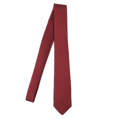 Luigi Borrelli Napoli Narrow 2.25'' Solid Burgundy Red Satin Silk Tie