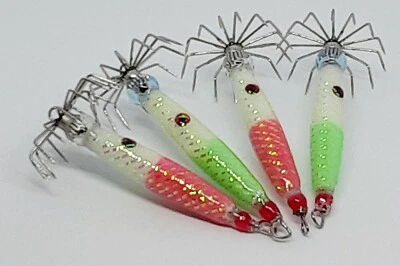 squid jigs fishing glow jig east coast/west coast puget sound 4pcs