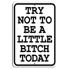 Try Not to Be a Little Bitch Today Metal Sign Funny Office Decor 8"x12"