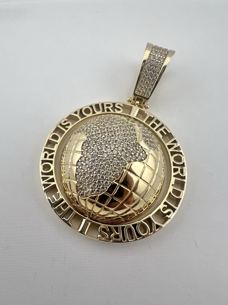 9ct Gold World Is Yours Pendant GOLd WORLD IS YOURS Planet Earth Globe Map  Pendant 10k, image size:900x1200