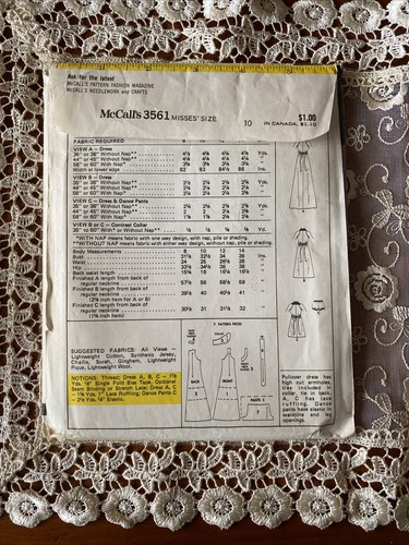 Vintage 1970s McCall's 3561 Empire Waist Sun Dress Muumuu Pattern Sz 10 Uncut - Picture 2 of 3