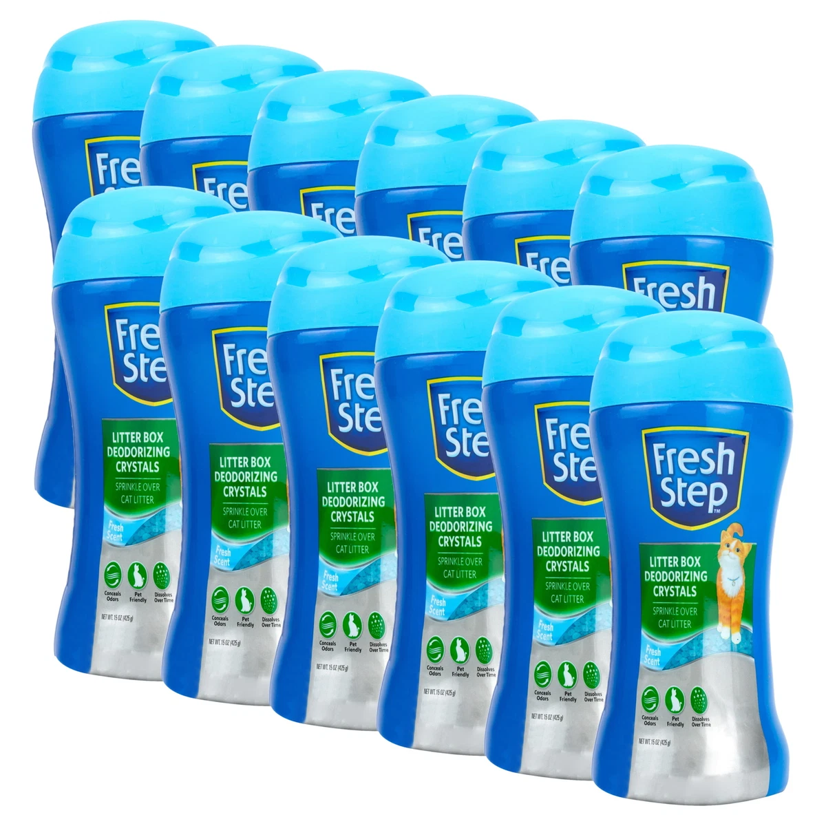 12 pack Fresh Step Cat Litter Box Scent Crystals 15 oz Cat Litter