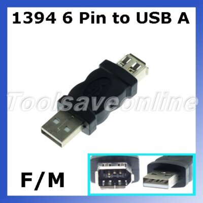 1 Stück Firewire IEEE 1394 6 Pin F zu USB M Adapter Konverter für USB 1.1/2.0