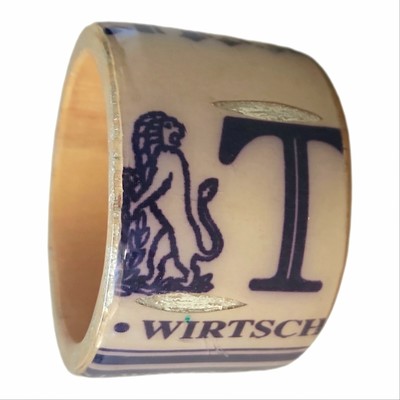 Large French Lucite Bangle Lion Decoupage Bracelet Newspaper Y2K