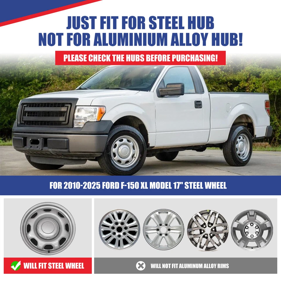 Set Of 4 17'' Wheel Covers For 2010-2025 Ford F-150 Xl Model R17 Trim Rings Caps - Image 2 of 4
