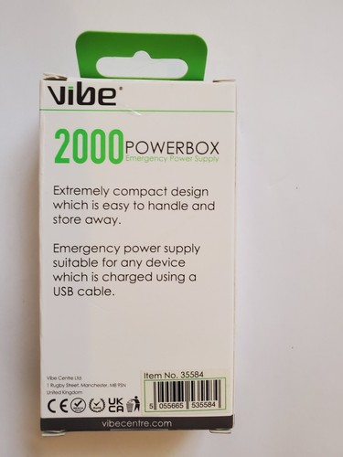 VIBE POWER BOX -WITH 2,000 mAh - FOR MOBILE PHONES CHARGING-24 HOURS SUPPLY- - Picture 4 of 6