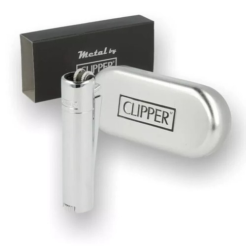 1 Brand New Shiny Silver Fixed Flame Clipper Collection Lighter With Gift Box