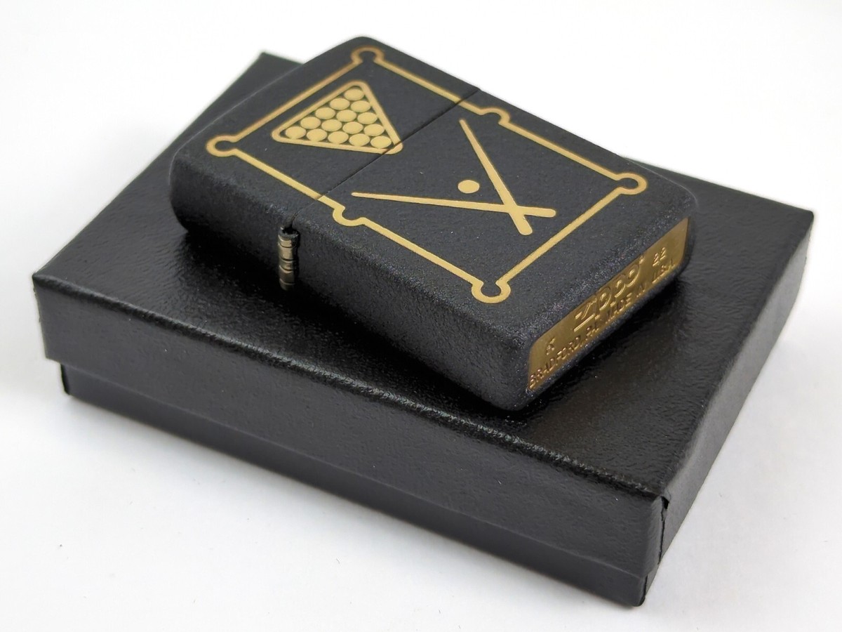 Zippo メジャー ZIPPO 48672 ENGRAVED BILLIARDS DESIGN on Black Crackle