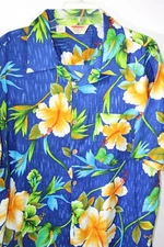 Kennington Vintage Collection LTD Hawaiian Shirt 100% Cotton Size XXL Blue Flora