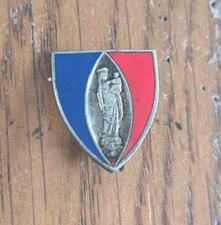 Antique Virgin Mary Enamel Brooch Badge / B156