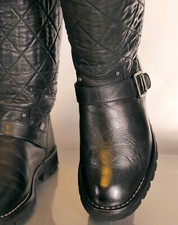 CHANEL CC  Biker-Stiefel Boots schwarz Kalbsl...