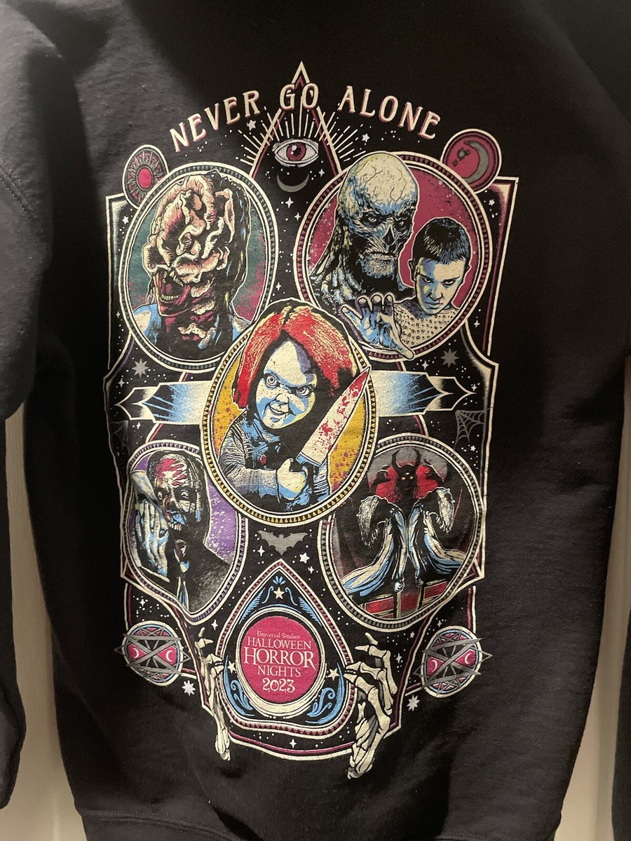 Universal Studios Zip Sweatshirt Horror Nights Never Go Alone