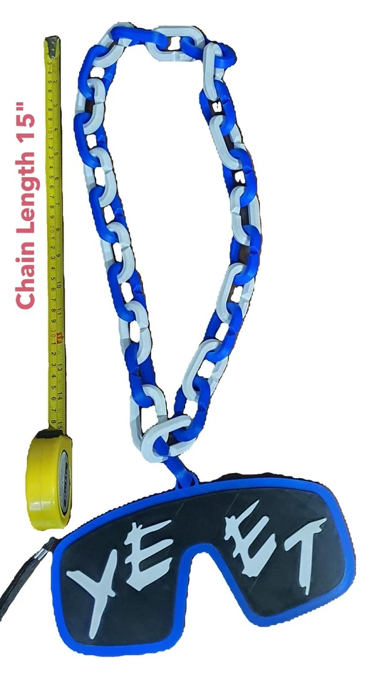 Jey Uso Yeet 眼镜灵感 WWE 摔跤项链链 32 英寸粉丝闪亮徽章 — 第 4/4 张图片