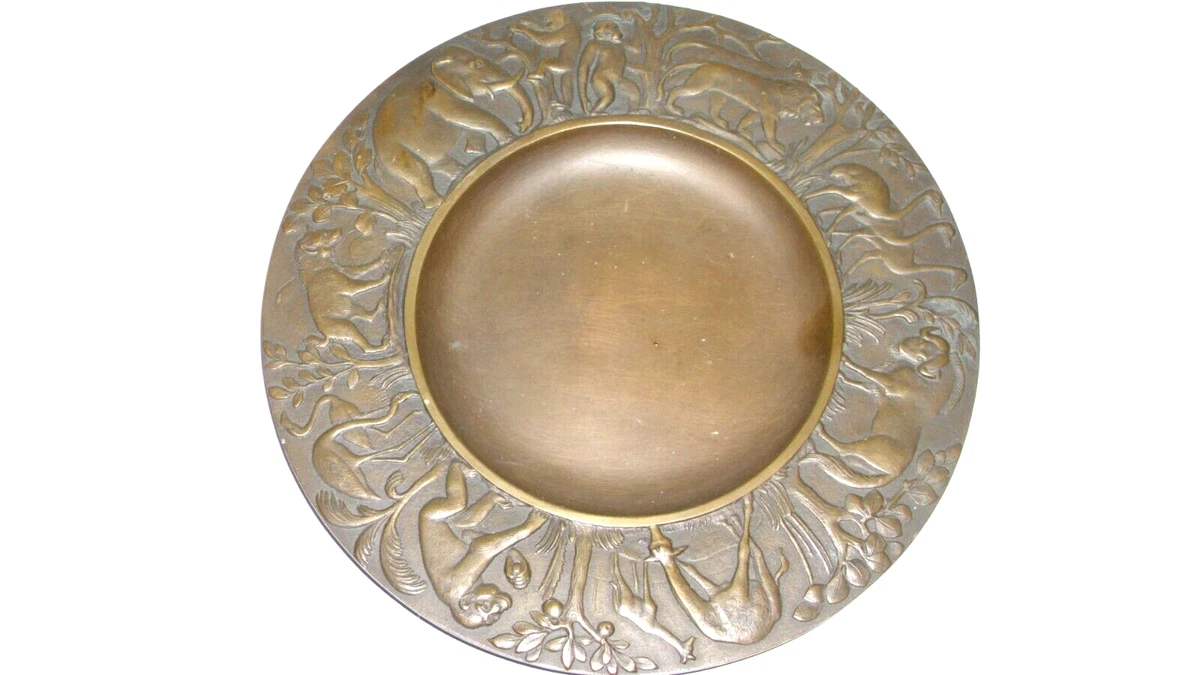 Art Déco Bronze  Wandteller Savanne Albert Holl Schwäbisch Gmünd 1890-1970