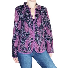 Pour Elle Purple Paisley Quilted Bohemian Reversible Jacket