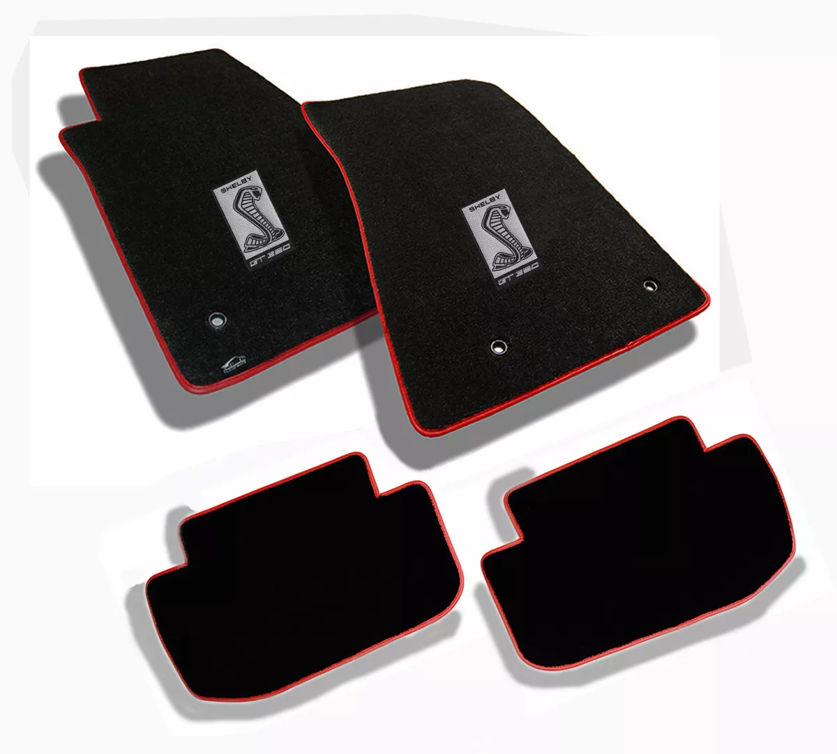 New 2015 2023 Mustang BLACK Floor Mat Set Shelby Cobra GT350 Badge Emblem Red B