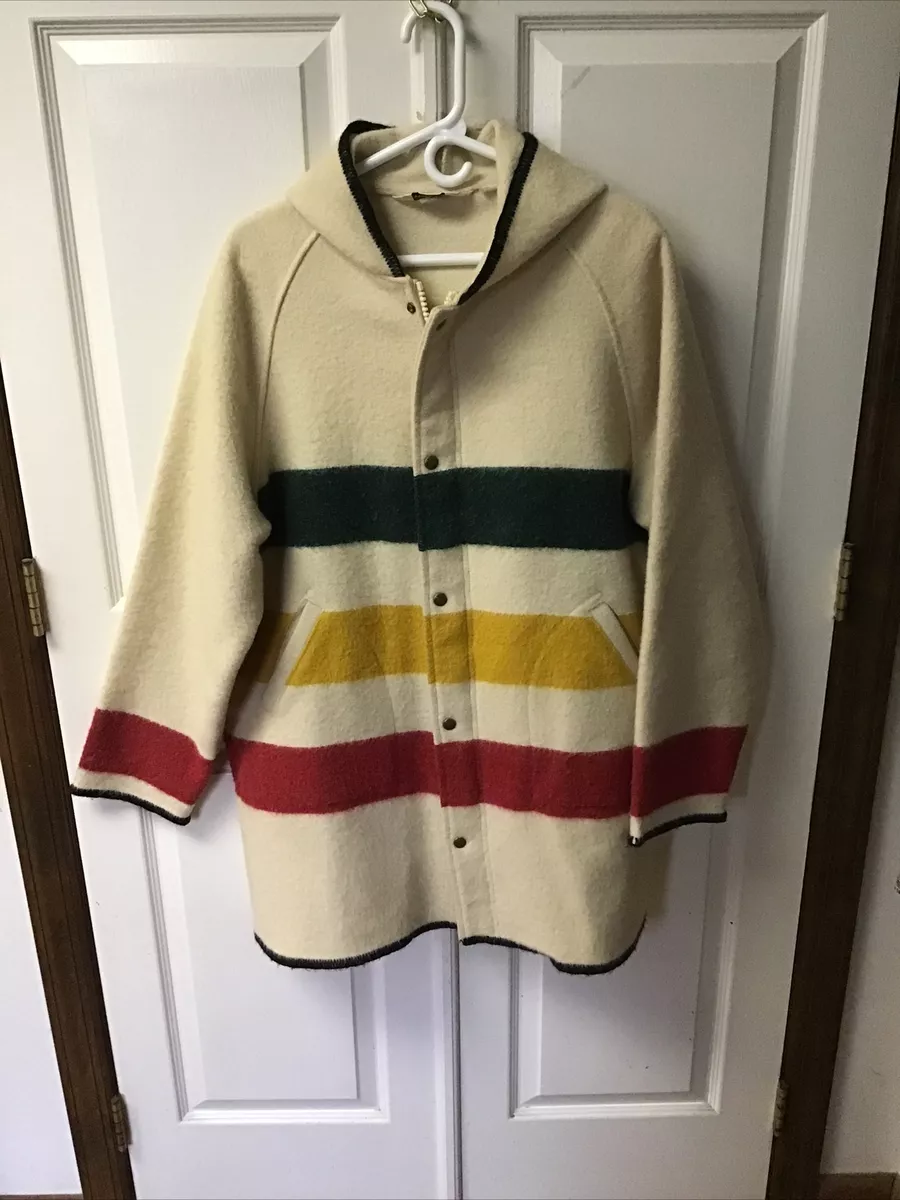 woolrich Vintage wool blanket striped coat Large hooded Used EUC